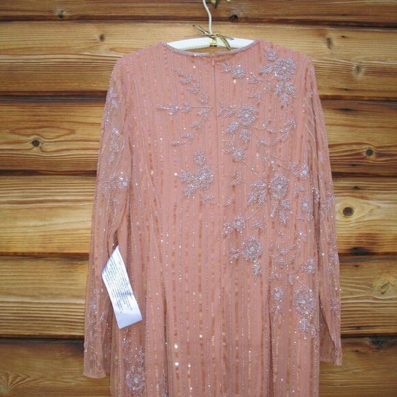 Mac Duggal 93626 Womens High Neck Illusion Embellished Gown Dress Rose 14 - Picture 12 of 16